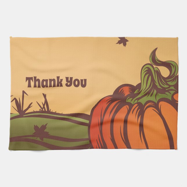 Einsam kürzen eines das Feld. Herbstblätter fallen Geschirrtuch (Horizontal)