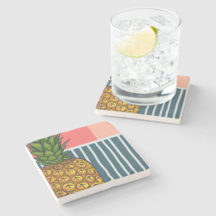 "Einsame Ananas"   Lebhaftes Design Steinuntersetzer