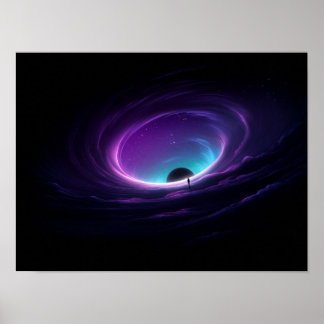 Einsame Figur am Rand des violetten kosmischen Wir Poster
