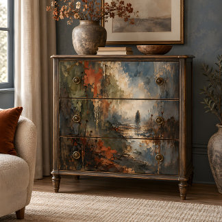 Einsame Figur Nebellandschaft Decoupage Seidenpapier