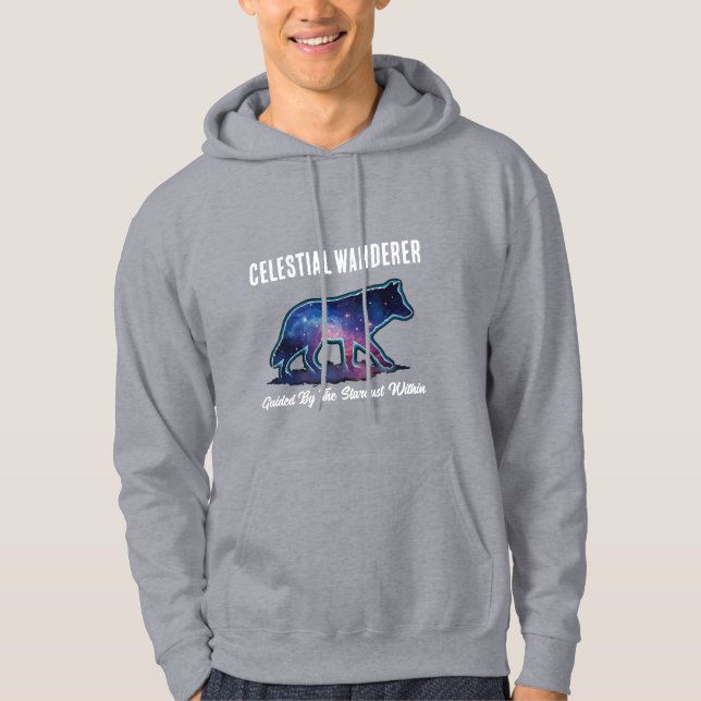 Einsame Galaxie-Wolf-Silhouette Hoodie (Vorderseite)