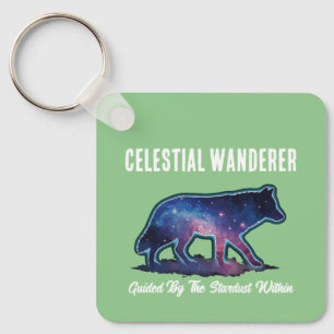 Einsame Galaxie-Wolf-Silhouette Schlüsselanhänger