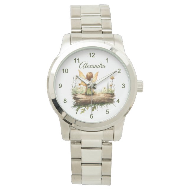 Einsame Mutter sitzt auf einem Log Armbanduhr (Vorderseite)