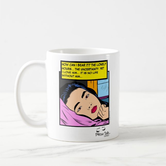 Einsame Stunden Vintage Romantik Comic Art Kaffeetasse (Links)