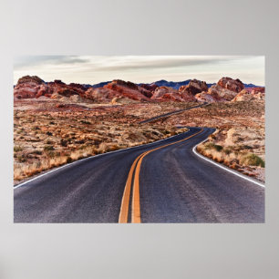 Einsame Wüsten-Landstraße Poster
