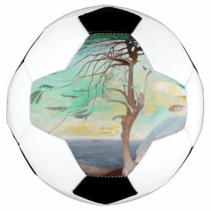 Einsame Zedernbaummalerei Fußball