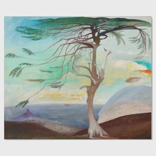 Einsame Zedernbaummalerei Geschenkpapier (Flach)