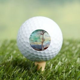 Einsame Zedernbaummalerei Golfball