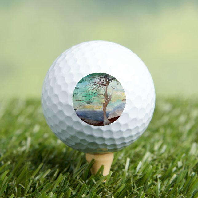 Einsame Zedernbaummalerei Golfball (Insitu T-Shirt)