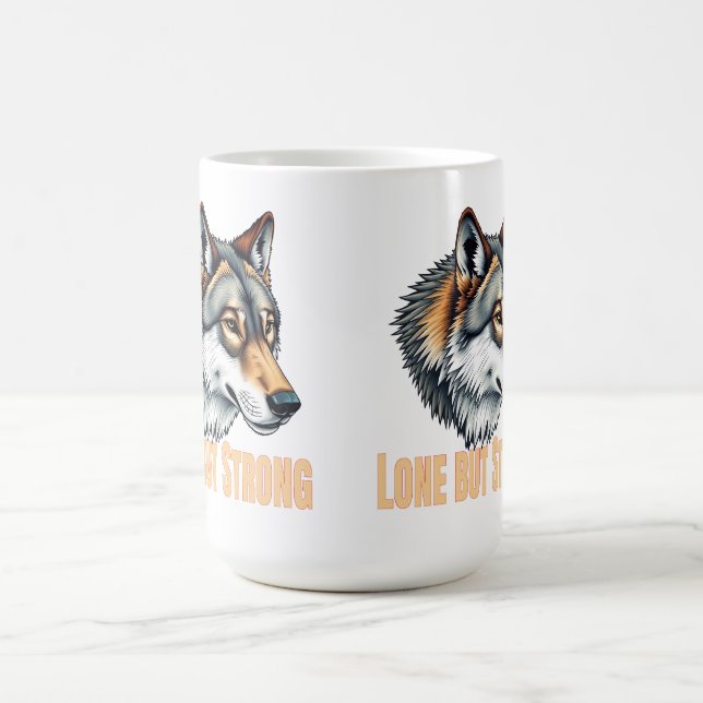Einsamer aber starker Wolf Kaffeetasse (Mittel)