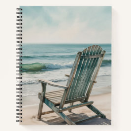 EINSAMER Aquarell-ADIRONDACK-STUHL AM STRAND Notizbuch