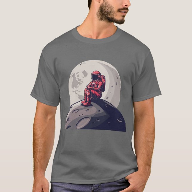 Einsamer Astronaut auf dem Mond-T - Shirt (Vorderseite)