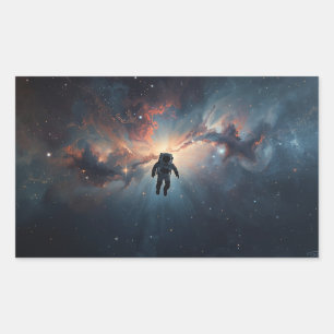 einsamer Astronaut, der durch die Weite treibt Rechteckiger Aufkleber