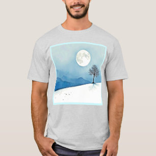 Einsamer Baum: Friedliche Stille des Vollmonds Kun T-Shirt