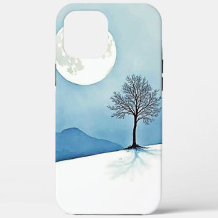 Einsamer Baum: Friedvolle Vollmondstille-Kunst Case-Mate iPhone Hülle