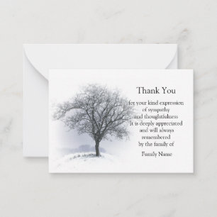 Einsamer Baum im Winter Dankeschön Card Mitteilungskarte