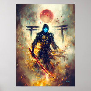 Einsamer Geist Ronin – Spektrale Samurai Feuer & S Poster