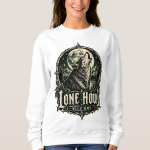 Einsamer Heulender Gothic Wolf Vollmond Wildes Her Sweatshirt