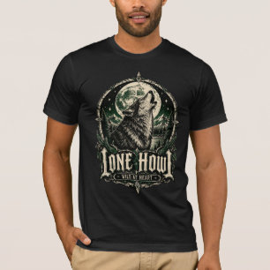Einsamer Heulender Gothic Wolf Vollmond Wildes Her T-Shirt