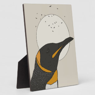 Einsamer Pinguin unter dem Mond Fotoplatte