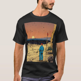Einsamer Reisender in der Wüstenuntergangskunst T-Shirt