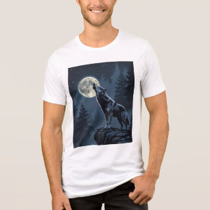 Einsamer Wolf, der im Mondlicht heult, nächtliche Tri-Blend Shirt