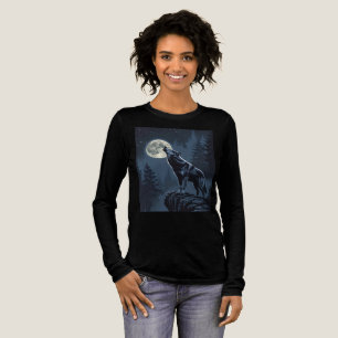 Einsamer Wolf, der im Mondlicht heult, nächtliche Tri-Blend Shirt