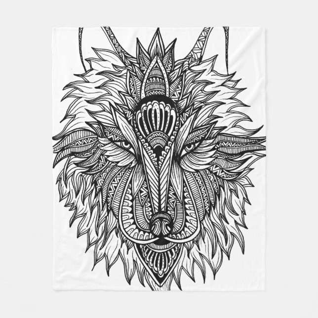 Einsamer Wolf Fleecedecke (Vorderseite)