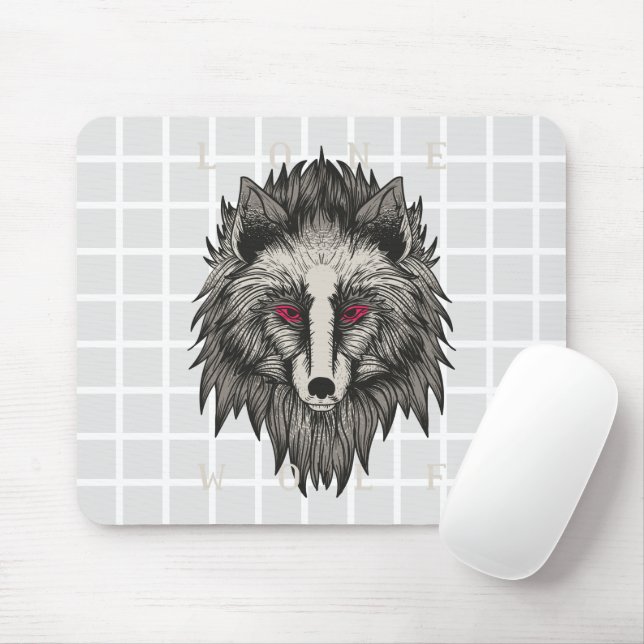 Einsamer Wolf Grid Mauspad (Mit Mouse)