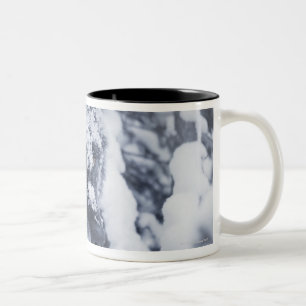 Einsamer Wolf im Schnee Zweifarbige Tasse