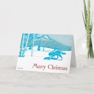Einsamer Wolf im Winter - Weihnachten Karte