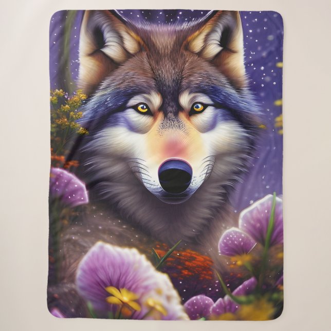 Einsamer Wolf in der Nacht Sherpadecke (Vorderseite)