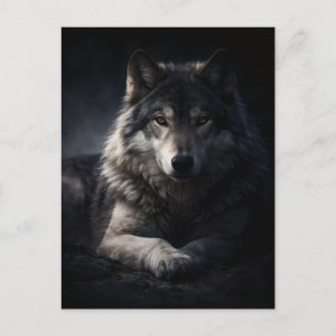 Einsamer Wolf Postkarte – Postkarte mit Wildtiermo