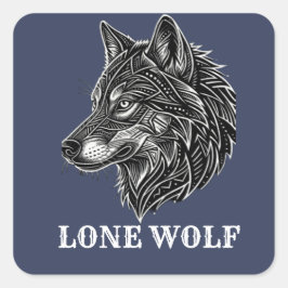 EINSAMER WOLF QUADRATISCHER AUFKLEBER