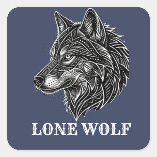 EINSAMER WOLF QUADRATISCHER AUFKLEBER