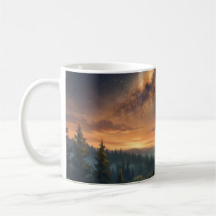 Einsamer Wolf unter dem sternenklaren Milchstraßen Kaffeetasse