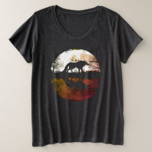 Einsamer Wolf unter dem Vollmond Große Größe T-Shirt