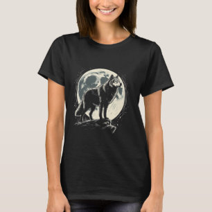 Einsamer Wolf Vollmond Wildnis Natur Nachthimmel K T-Shirt