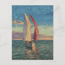 Einsames Segelboot - Seestück im Impressionismus-S Postkarte