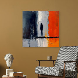 Einsamkeit – Abstrakte Figur in städtischer Stille Leinwanddruck