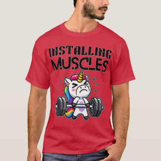 Einsatztraining Muskeln Lustiges Einhorn Krafttrai T-Shirt