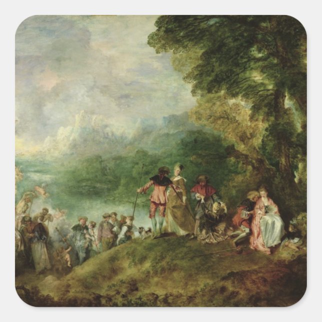 Einschiffung für Cythera, 1717 Quadratischer Aufkleber (Vorderseite)