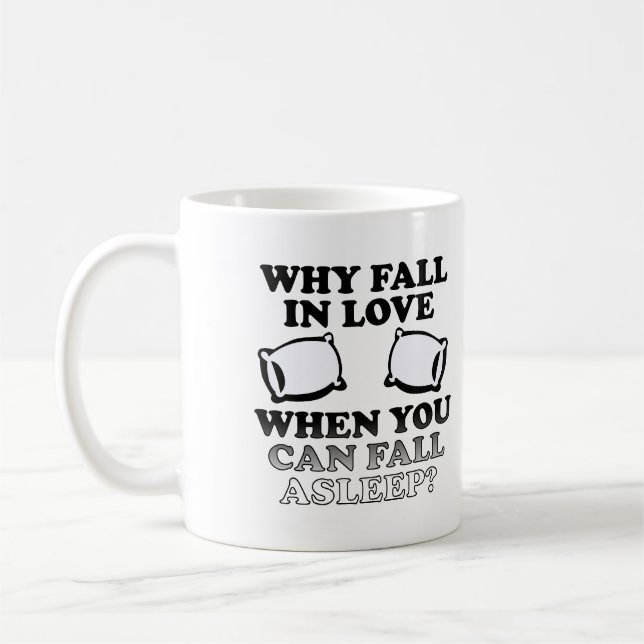 Einschlafen in der Liebe Funny Mug oder Travel Mug Kaffeetasse (Links)