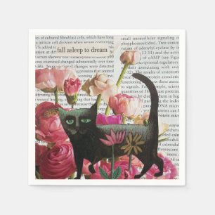Einschlafen zum Träumen der schwarzen Katze - Hot- Serviette