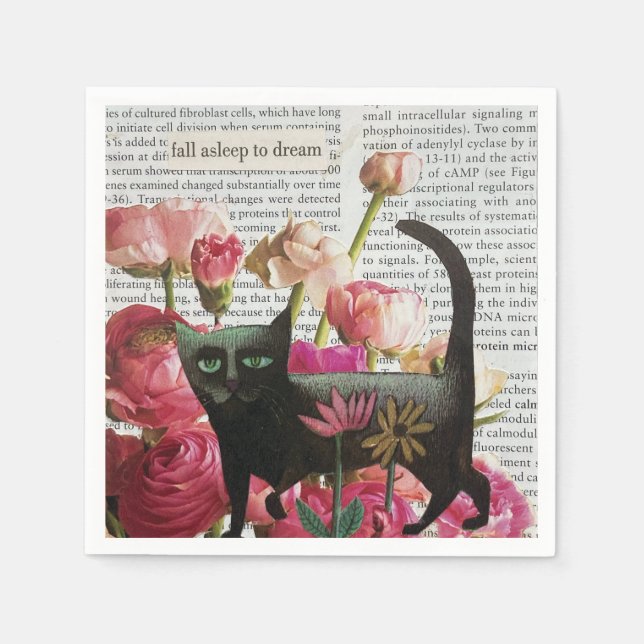 Einschlafen zum Träumen der schwarzen Katze - Hot- Serviette (Vorderseite)