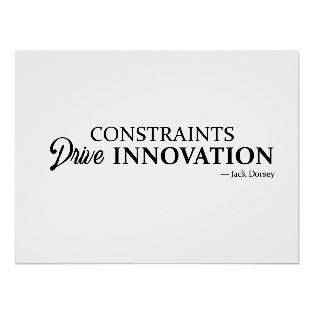 Einschränkungen fördern Innovation Poster (Vorderseite)