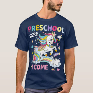 Einschulung, ich komme, Einhorn, Regenbogen, Zurüc T-Shirt