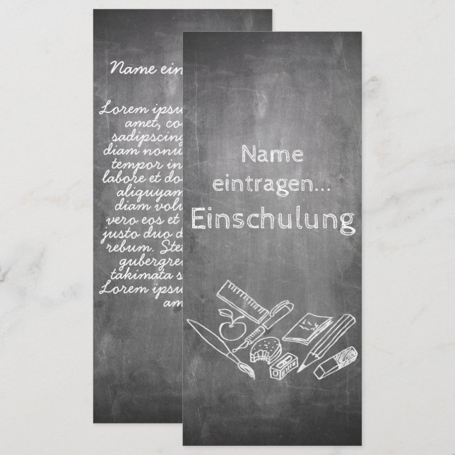 Einschulung im Tafelstil 2 (Vorne/Hinten)