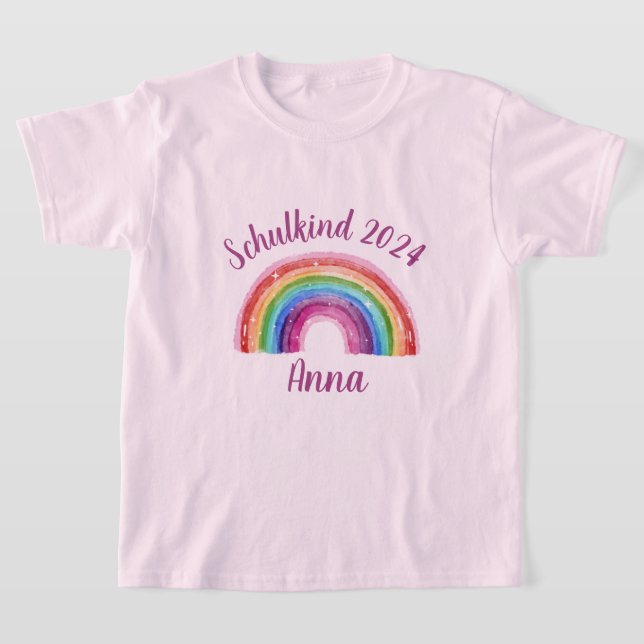 Einschulung Schulkind 2026 - Sternchen Regenbogen  T-Shirt (Ablage )