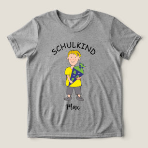 Einschulung Schulkind - Junge mit Schultüte 1 Tri-Blend Shirt